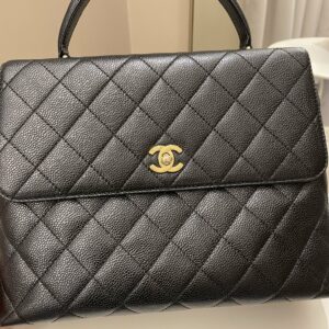 Chanel Kelly Quilted Top Handle Flap Black Caviar