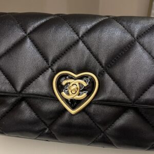 Chanel 23S Heart Flap Bag Black Lambskin