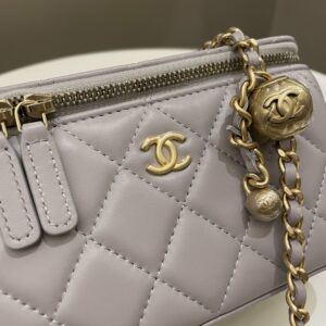 Chanel 22B Pearl Crush Vanity Rectangular Grey Lambskin