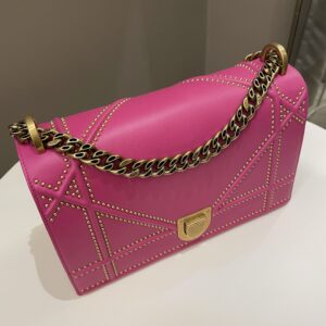 Dior Diorama Studded Flap Bag Rose Fuchsia Matt Calfskin