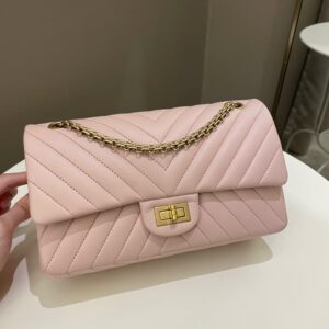 Chanel 17C Classic 2.55 Chevron Reissue 225 Pale Pink Calfskin
