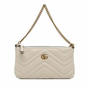 Gucci GG Marmont Chain Baguette Mini White