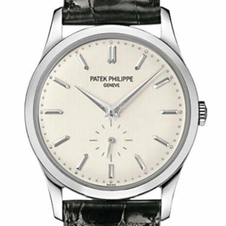 Patek Philippe Calatrava Silver Dial 18 Kt White Gold Mens Watch 5196G-001