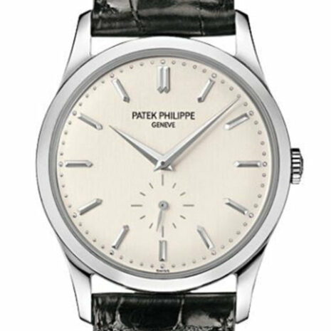 Patek Philippe Calatrava Silver Dial 18 Kt White Gold Mens Watch 5196G-001