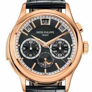 Patek Philippe Grand Complications Black Sunburst Rose Gold Leather 5208R-001 Watch