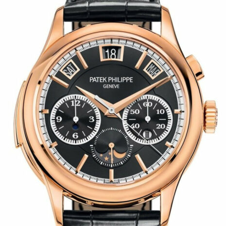 Patek Philippe Grand Complications Black Sunburst Rose Gold Leather 5208R-001 Watch