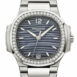 Patek Philippe Nautilus Blue Tinted Mother Of Pearl Dial Ladies Diamond Watch 7018/1A-010