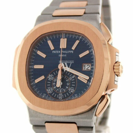 Patek Philippe Nautilus Mechanical Blue Dial Stainless Steel And 18Kt Rose Gold Mens Watch