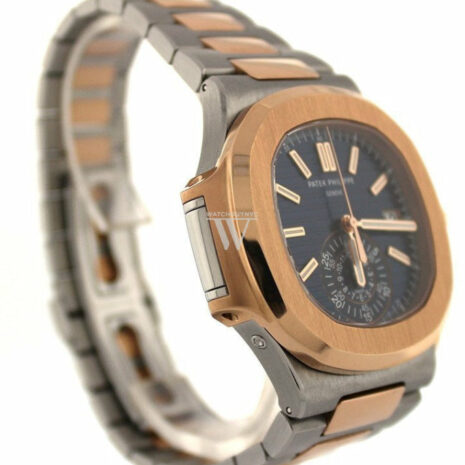 Patek Philippe Nautilus Mechanical Blue Dial Stainless Steel And 18Kt Rose Gold Mens Watch