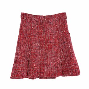 Pre Owned 2019 Chanel scarlet red tweed designer skirt