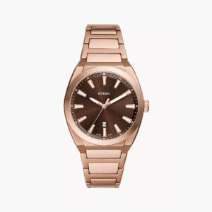 Fossil Everett Three-Hand Date Rose Gold-Tone Stainless Steel Watch