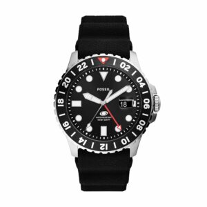 Fossil Blue Gmt Black Silicone Watch