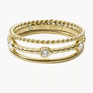FOSSIL VAL VINTAGE HERITAGE GOLD-TONE STAINLESS STEEL PRESTACK RING