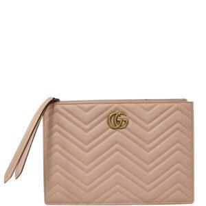 Gucci Marmont Gg Quilted Leather Zip Pouch Pink Tote