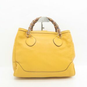 Gucci Shopper Bag Bamboo Yellow Calfskin Tote