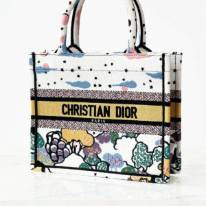 Dior Off White Latte Ciel de Rêve Embroidery Small Book Tote Bag