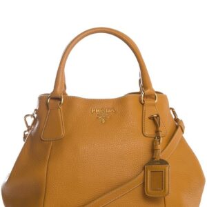 Prada Pebbled Yellow Leather Tote