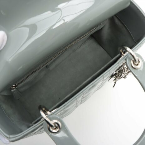 second-hand-dior-lady-dior-grey-patent-cannage-leather-2-way-655469