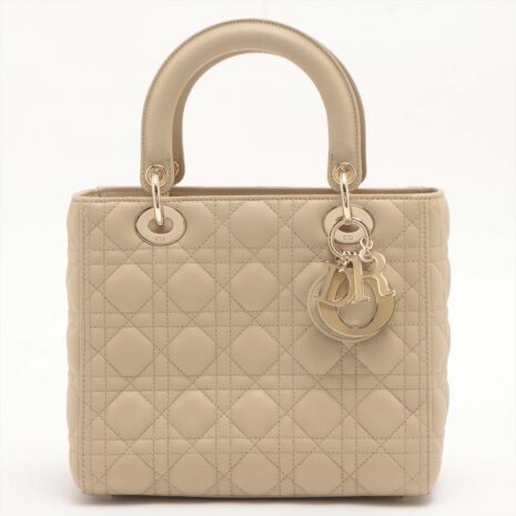 second-hand-dior-lady-dior-medium-cannage-leather-beige-bag-153000