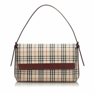 Pre-Loved Burberry Brown House Check Canvas Shoulder Bag United Kingdom