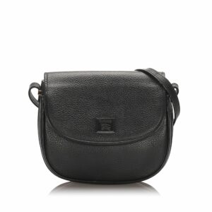 Pre-Loved Burberry Black Calf Leather Crossbody Bag United Kingdom