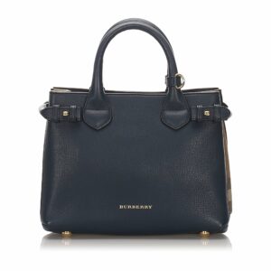 Pre-Loved Burberry Black Calf Leather Banner Handbag Italy