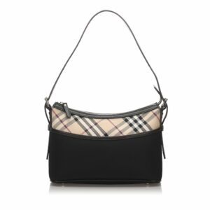 Pre-Loved Burberry Black Nylon Fabric Nova Check Shoulder Bag United Kingdom