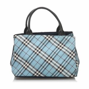 Pre-Loved Burberry Blue Canvas Fabric Plaid Handbag United Kingdom