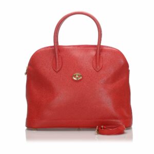 Pre-Loved Burberry Red Calf Leather Handbag United Kingdom