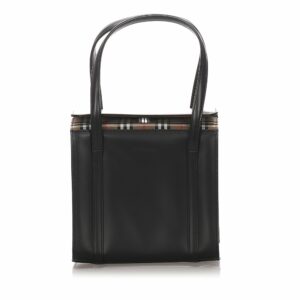 Pre-Loved Burberry Black Canvas Fabric Leather Handbag United Kingdom