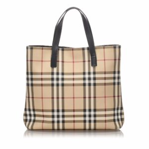 Pre-Loved Burberry Brown Beige Canvas Fabric House Check Tote Bag United Kingdom