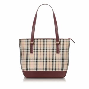 Pre-Loved Burberry Brown Beige Canvas Fabric House Check Tote Bag United Kingdom