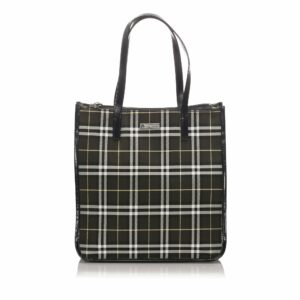 Pre-Loved Burberry Black Canvas Fabric House Check Tote Bag United Kingdom