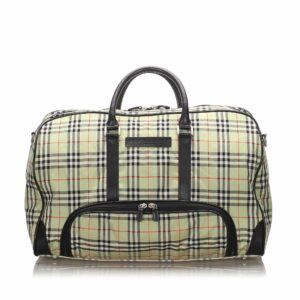 Pre-Loved Burberry Brown Canvas Fabric House Check Travel Bag United Kingdom