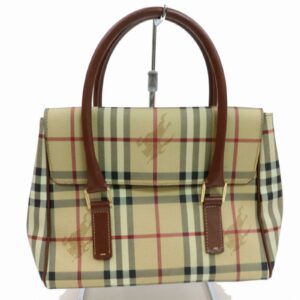 Authentic Burberry London Hand Bag Beige PVC (SHC1-15520)