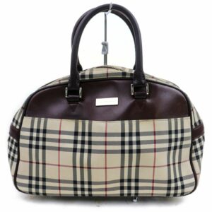 Authentic Burberry London Hand Bag Brown Nylon (SHC7-10244)
