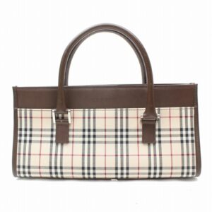 Authentic Burberry Hand Bag Brown Fabric (SHC1-15633)