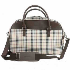 Authentic Burberry Hand Bag Light Brown Nylon (SHC7-10103)