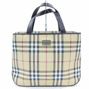 Authentic Burberry London Hand Bag Brown PVC (SHC1-14603)