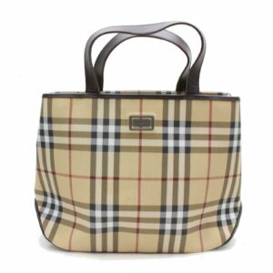 Authentic Burberry Hand Bag Beige PVC (SHC1-15053)
