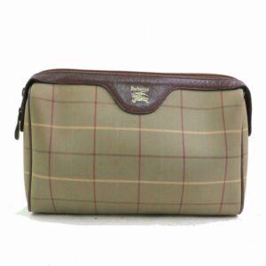 Authentic Burberry Clutch Olive Canvas (SHC1-14523)