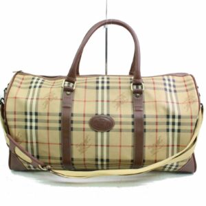 Authentic Burberry Boston Bag Light Brown PVC (SHC1-14963)