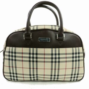 Authentic Burberry Hand Bag Cream Canvas (SHC1-14379)