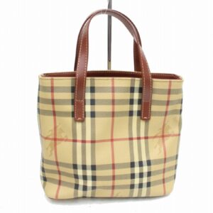 Authentic Burberry Hand Bag Beige PVC (SHC1-14328)