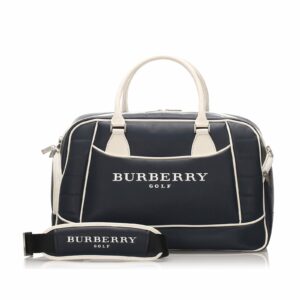 Pre-Loved Burberry Blue Dark Calf Leather Logo Travel Bag United Kingdom
