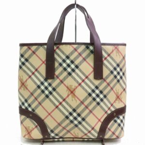Authentic Burberry Tote Bag Light Brown PVC (SHC1-15635)