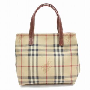 Authentic Burberry London Hand Bag Brown PVC (SHC7-10015)
