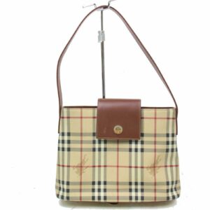 Authentic Burberry London Shoulder Bag Beige PVC (SHC1-14792)