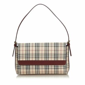 Pre-Loved Burberry Brown House Check Canvas Shoulder Bag United Kingdom