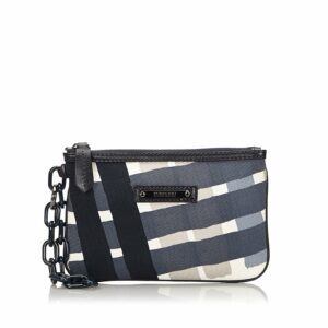 Pre-Loved Burberry Black Canvas Fabric Printed Pouch United Kingdom